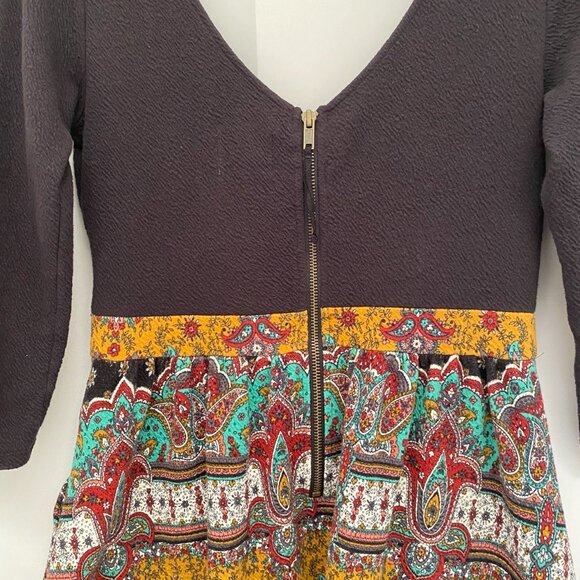 Anthropologie Maeve Womens Arborea Mini Dress Size 10 Boho Paisley Cute Preppy - Picture 3 of 10